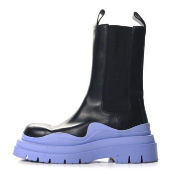 BOTTEGA VENETA Calfskin The Tire Chelsea Boots 40 Black Periwinkle