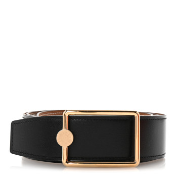 HERMES Togo Box 38mm Oscar Reversible Belt 100 40 Gold Black
