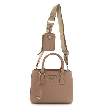 PRADA Saffiano Lux Micro Galleria Shoulder Bag Cammeo