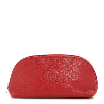 CHANEL Caviar Timeless CC Cosmetic Pouch Red