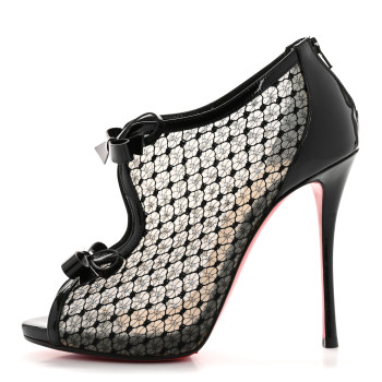 CHRISTIAN LOUBOUTIN Patent Fishnet Lace Empiralta 120 Pumps 38 Black