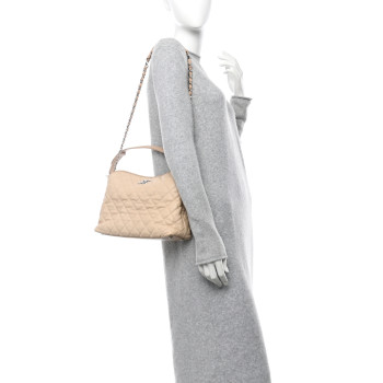 CHANEL Caviar Quilted French Riviera Hobo Beige