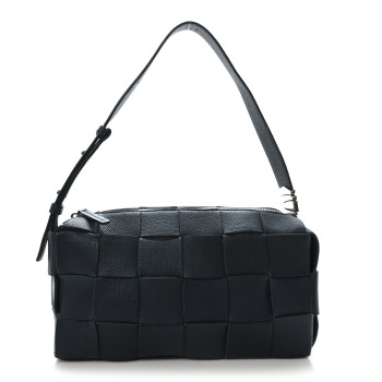 BOTTEGA VENETA Grained Calfskin Maxi Intrecciato Brick Cassette Bag Deep Blue