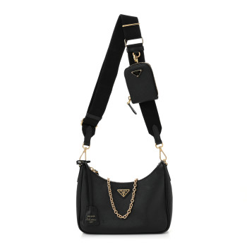 PRADA Saffiano Lux Re-Edition 2005 Shoulder Bag Black