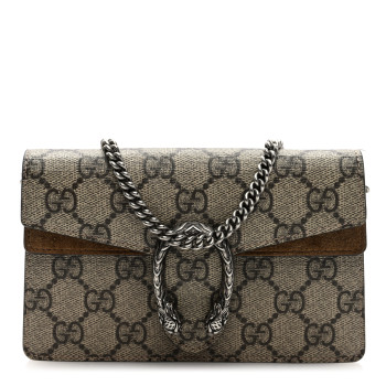 GUCCI GG Supreme Monogram Super Mini Dionysus Shoulder Bag Taupe