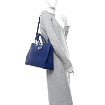 CHRISTIAN DIOR Smooth Calfskin Large Diorissimo Bag Navy Blue
