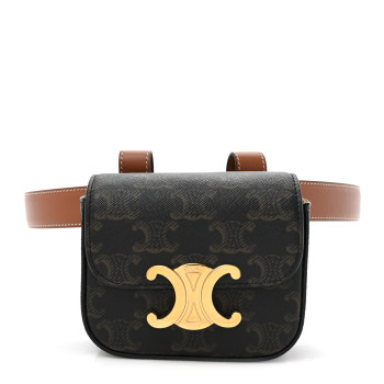 CELINE Triomphe Mini Canvas Claude Belt Bag  80 32 Tan