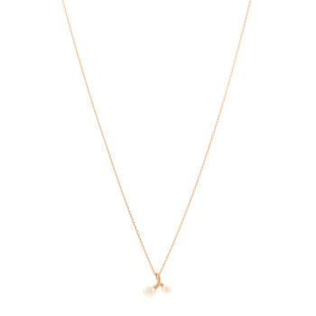 MIKIMOTO 18K Rose Gold Diamond Akoya Cultured Pearl Pendant Necklace