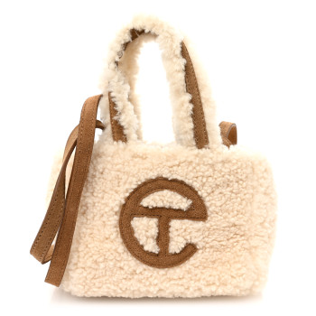 TELFAR X UGG Suede Shearling Reverse Small Shopping Bag Natural