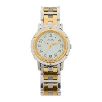 HERMES Stainless Steel 24mm Clipper Quartz Watch Gold