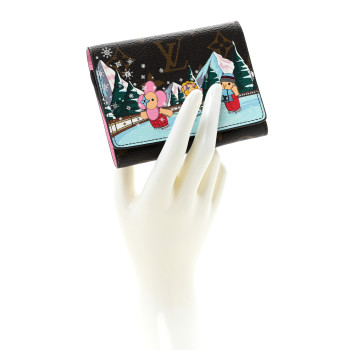 LOUIS VUITTON Monogram 2023 Christmas Animation Alpine Victorine Wallet Pink