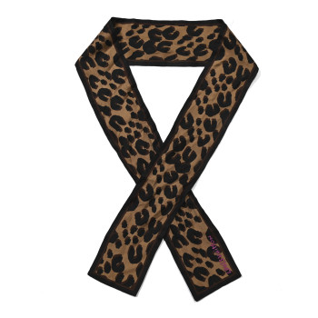 LOUIS VUITTON Silk Leopard Bandeau Scarf Marron