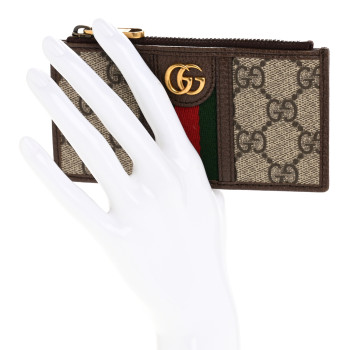 GUCCI GG Supreme Monogram Web Ophidia Coin Case Brown