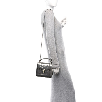 BULGARI Metallic Calfskin Serpenti Forever Top Handle Silver