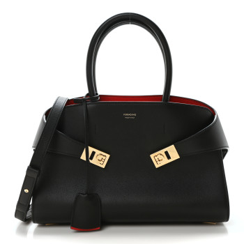 SALVATORE FERRAGAMO Calfskin Small Hug Bag Black