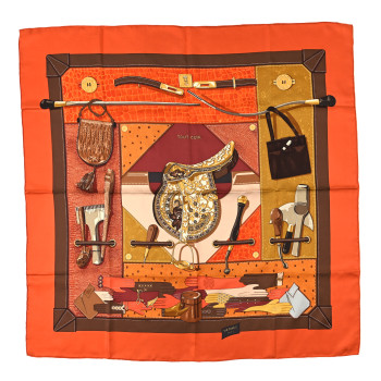 HERMES Silk Tout Cuir Scarf 90