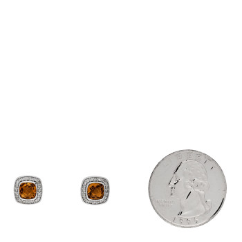 DAVID YURMAN Sterling Silver Diamond Citrine 5mm Petite Albion Earrings