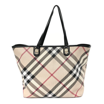BURBERRY Nova Check Large Nickie Tote Black