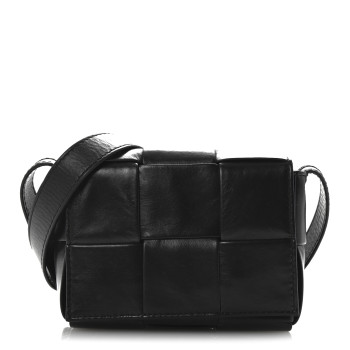 BOTTEGA VENETA Lambskin Maxi Intreccio Candy Cassette Crossbody Bag Black