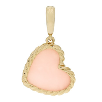 DAVID YURMAN 18K Yellow Gold Pink Opal Elements Heart Amulet Pendant