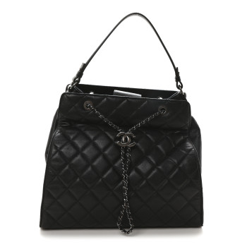 CHANEL Caviar Quilted Large CC Bucket Bag Black