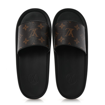 LOUIS VUITTON Monogram Sunbath Slide Sandals 37
