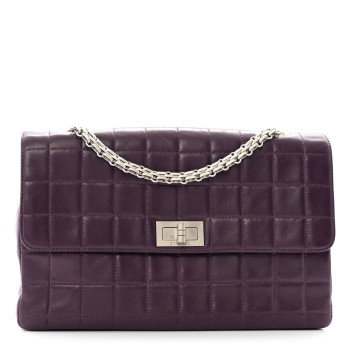 CHANEL Lambskin Chocolate Bar Mademoiselle Flap Purple