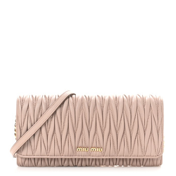 MIU MIU Nappa Matelasse Wallet On Chain Pomice