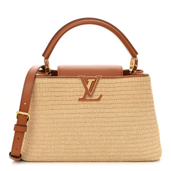 LOUIS VUITTON Raffia Capucines MM Caramel Ecru