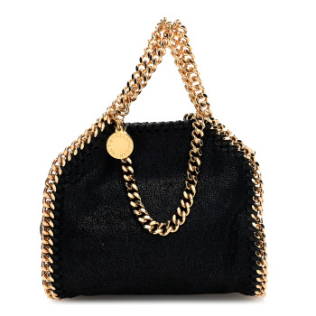 STELLA MCCARTNEY Shaggy Deer Tiny Falabella Tote Black