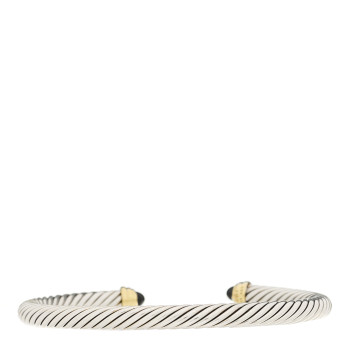 DAVID YURMAN Sterling Silver 14K Yellow Gold Black Onyx 5mm Cable Classics Bracelet