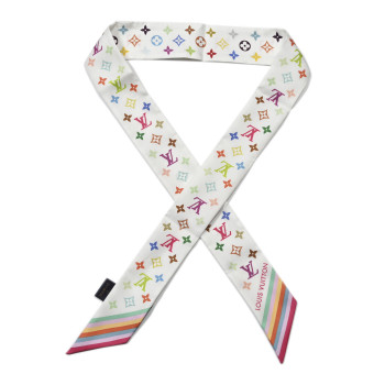 LOUIS VUITTON LV X TM Silk Monogram Multicolor BB Bandeau White