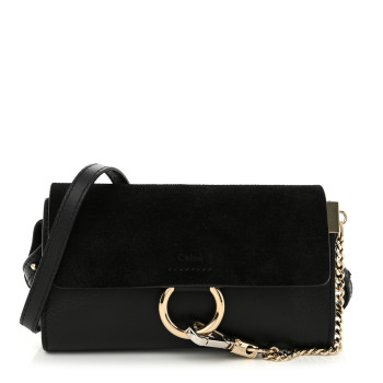 CHLOE Suede Calfskin Mini Faye Shoulder Bag Black