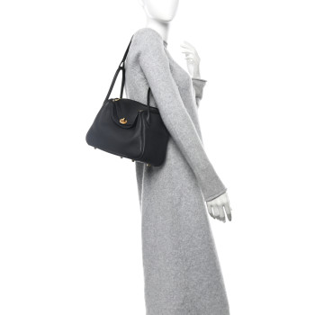 HERMES Taurillon Clemence Lindy 26 Black