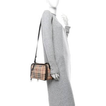 BURBERRY Haymarket Check Vanity Crossbody Bag Chocolate