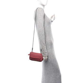 BOTTEGA VENETA Nappa Intrecciato Small Chain Crossbody Rose Pink