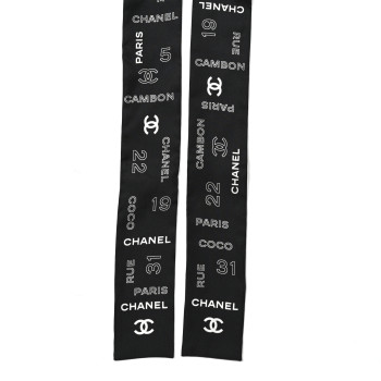 CHANEL Silk CC Slim Bandeau Scarf Black