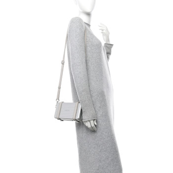 CHRISTIAN DIOR X RIMOWA Aluminum Personal Clutch On Strap Silver