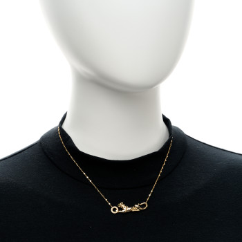 CARTIER 18K Yellow Gold Diamond Tsavorite Black Lacquer Panthere De Cartier Necklace