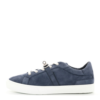 HERMES Chevre Velours Day Mens Sneakers 42 Bleu Celeste