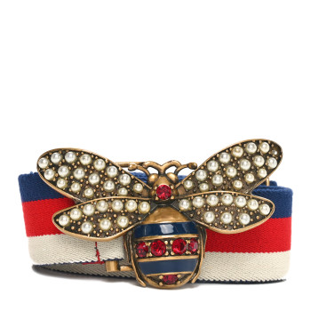 GUCCI Web Queen Margaret Bee Sylvie Web Belt 85 34 Red White Blue