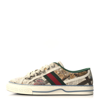 GUCCI GG Supreme Monogram Water Flora Web Womens 1977 Tennis Sneakers 38.5 Beige Blue Multicolor Mystic White