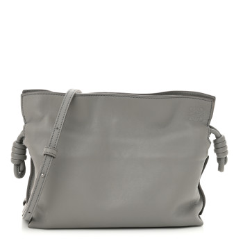 LOEWE Calfskin Mini Flamenco Knot Clutch Pearl Grey