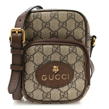 GUCCI GG Supreme Monogram Mini Neo Vintage Double Zip Messenger Bag Beige New Acero Crop