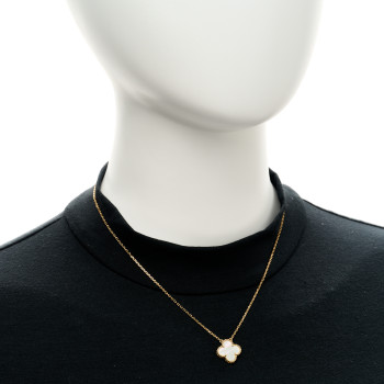 VAN CLEEF & ARPELS 18K Yellow Gold Mother of Pearl Vintage Alhambra Pendant Necklace