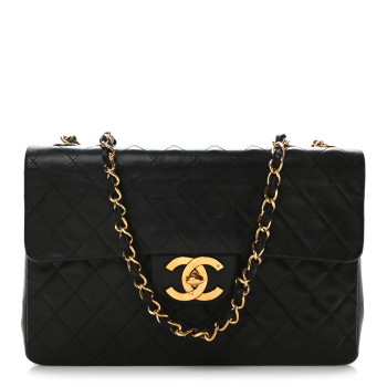 CHANEL Lambskin Quilted XL Jumbo Single Flap Black