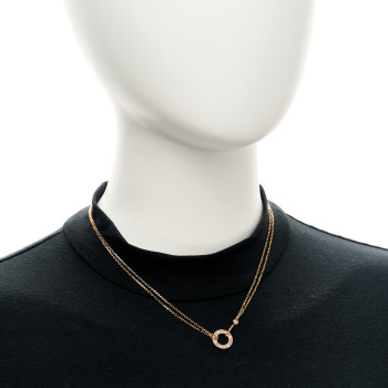 CARTIER 18K Pink Gold 2 Diamond LOVE Necklace