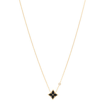 LOUIS VUITTON 18K Yellow Gold Diamond Black Onyx Color Blossom BB Star Pendant Necklace
