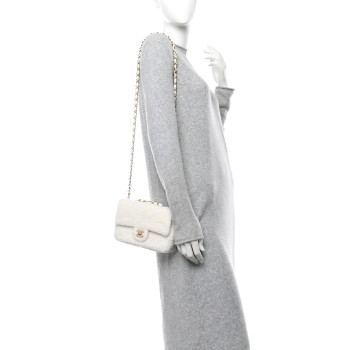 CHANEL Sequin Mini Rectangular Flap White