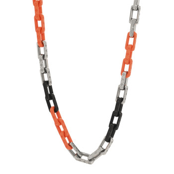 LOUIS VUITTON Metal Plexiglass Monogram Chain Necklace Black